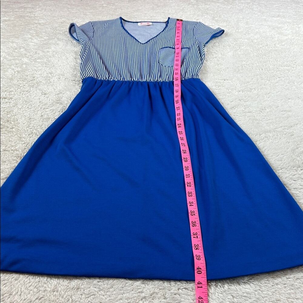 Vintage 80s Times Up striped day dress, size med -‎ L - Picture 3 of 6